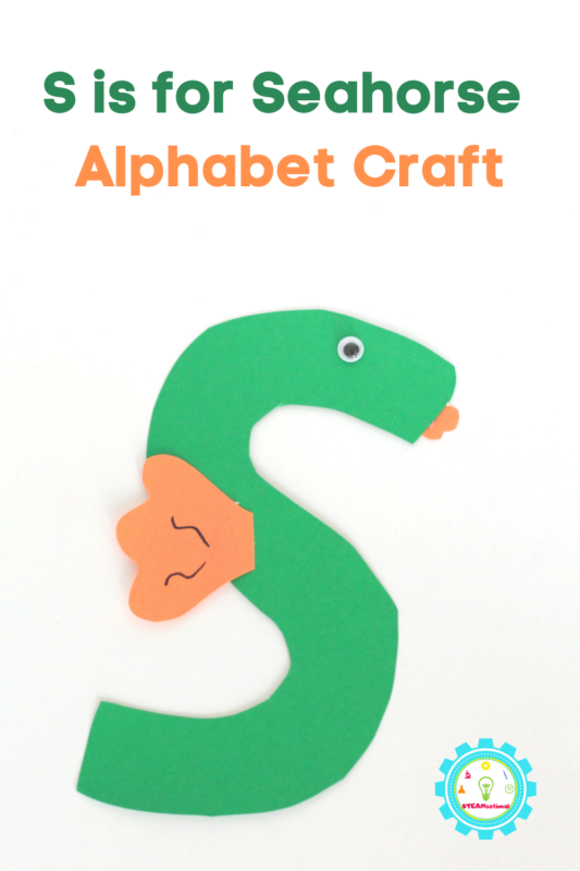 ds will love this letter in their alphabet crafts because it features everyone's favorite sea creature the seahorse! The S is for seahorse alphabet craft is a fun way to transform a boring letter into an exciting sea creature.