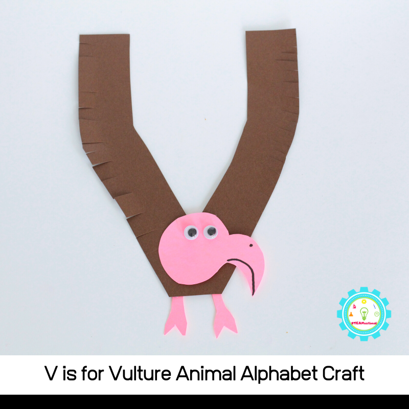 Learn how to make a fun V is for vulture alphabet craft with these simple instructions! All you need are a few craft supplies and a bit of imagination!  