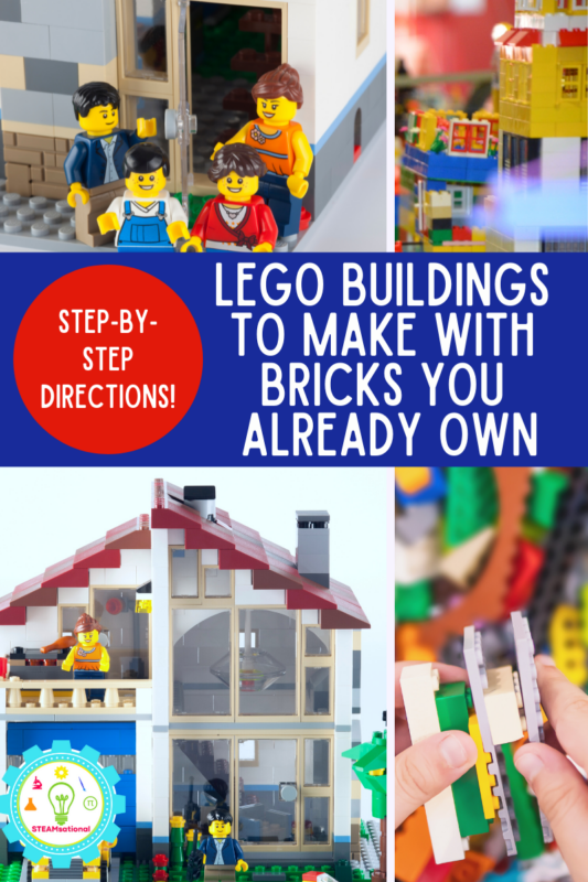 11+ instructions for easy LEGO buildings that you can make from LEGO bricks you already own! Step-by-step directions to make LEGO structures!