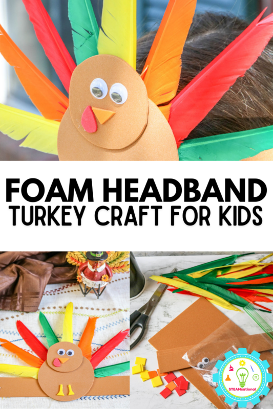 Here is how you can make your own turkey craft foam headband for Thanksgiving!