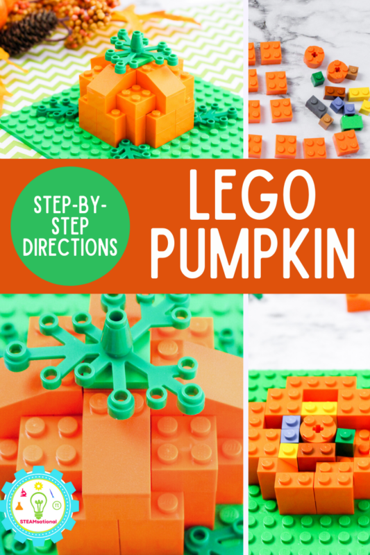 Want to make 3D LEGO sets? Keep things easy with these step-by-step directions. This 3D  LEGO pumpkin is easy and fun for kids to make!