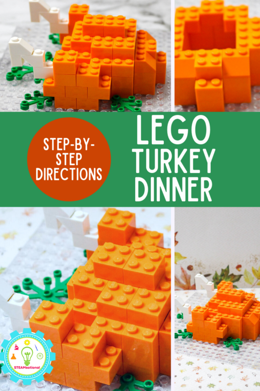 My kids had tons of fun building this LEGO set and best of all, they could build it entirely out of bricks that we already own. Keep reading to see how we built our LEGO turkey dinner and what you need to make your own!