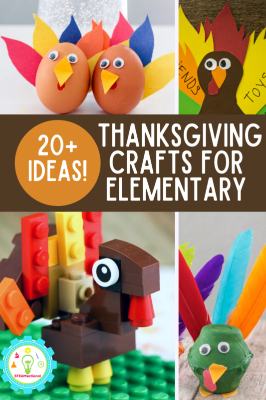 20+ Thanksgiving classroom crafts that elementary students will love! Easy to follow directions, low cost supplies, and low mess crafts for kids!