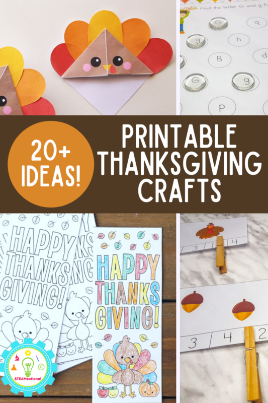 20+ print-and-go printable Thanksgiving crafts for kids of all ages! Keep kids occupied this Thanksgiving with these fun Thanksgiving printables. 