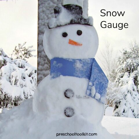 Snow gauge snowman winter craft and math activity for preschoolers