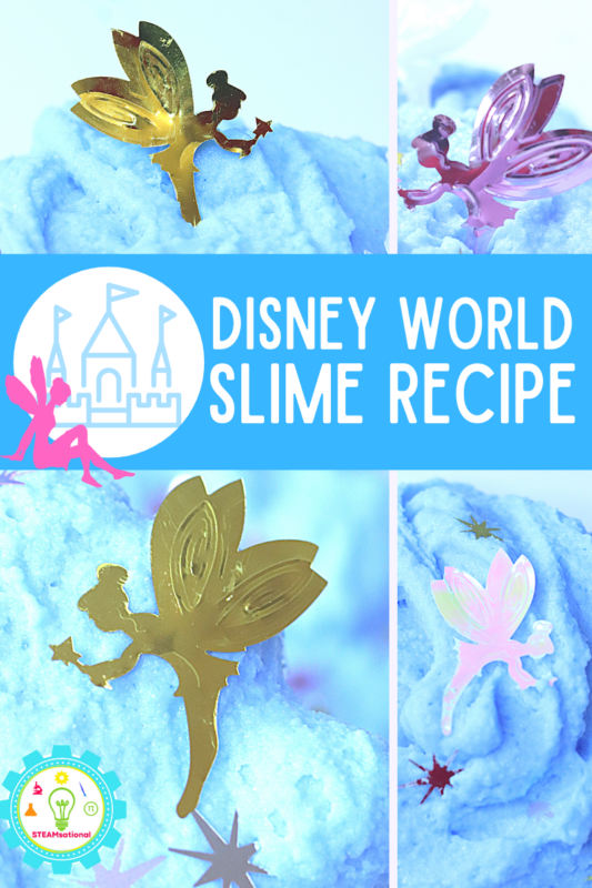 You don't have to go to Disney World to get the magic of Disney! This Disney World slime is inspired by Magic Kingdom and is one of our favorite slime recipes without contact solution. 