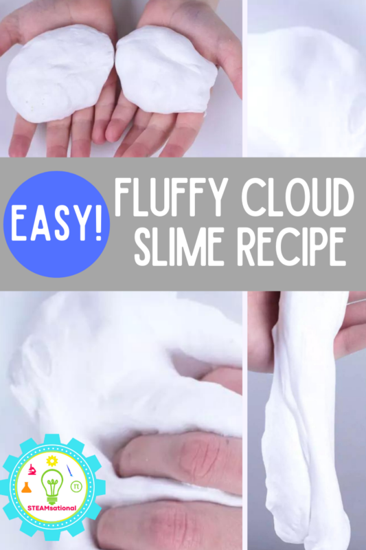 This easy recipe for cloud slime requires just three ingredients! This cloud slime recipe can be whipped up in 5 mintues!