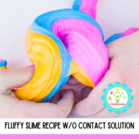My kids love the texture of fluffy slime the most, which is why we are making it all the time! If you want my foolproof recipe, keep reading to learn how to make shaving cream slime without contact solution.