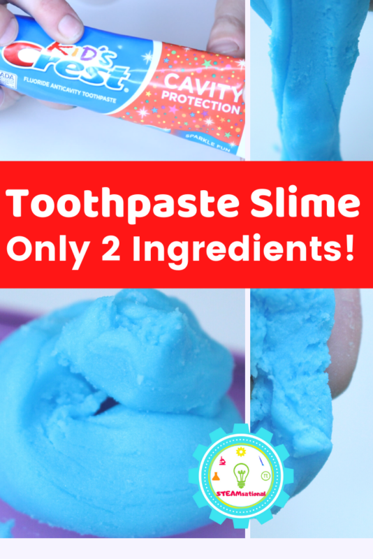 How to make slime with baking soda and toothpaste! This recipe makes it easy to make slime without glue or contact solution.