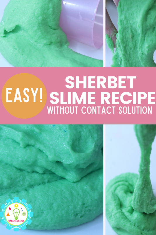 Magically cool sherbet slime recipe with only 4 ingredients! Learn how to make sherbet slime that feels cool to the touch!