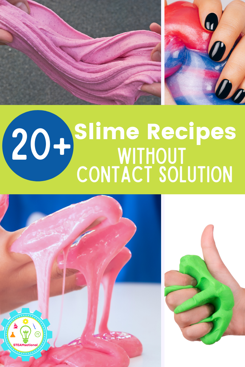 You don't need contact solution to make these slime recipes! Over 20 slime recipes without contact solution to make from household supplies!