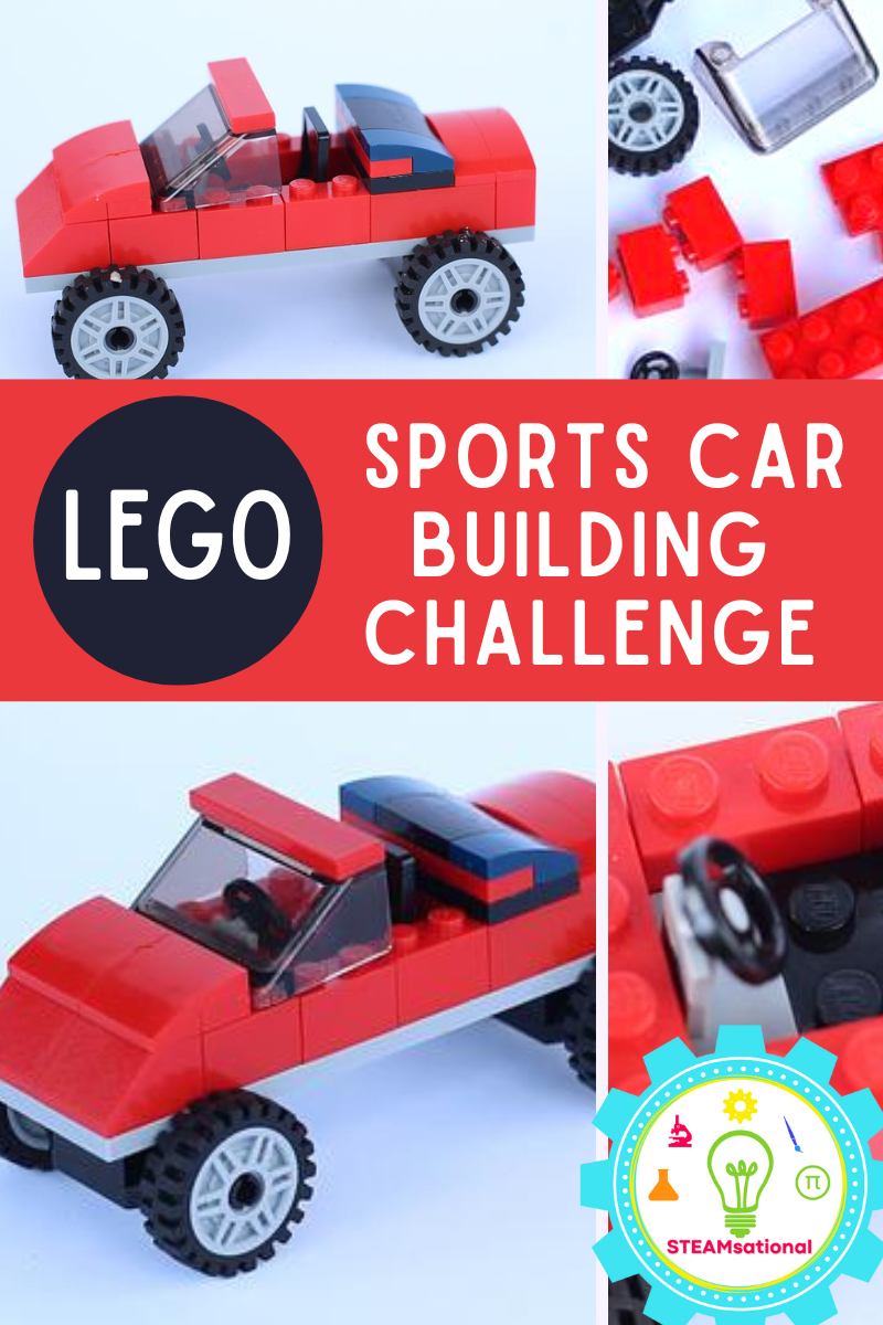 Learn how to build a LEGO Sports Car in 10 minutes. Step by step LEGO car building directions perfect for elementary engineering challenges