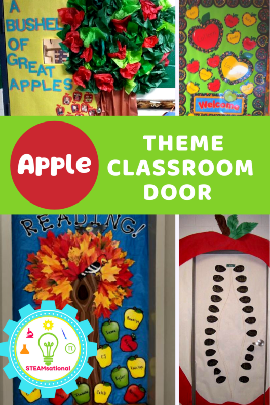 There are so many different designs you can try to transform your class door into an apple theme classroom door, that you can go hog wild! Let the apple classroom door ideas in this list inspire you to create your own unique ideas.