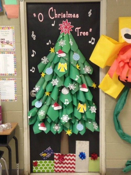 3d christmas tree classroom door