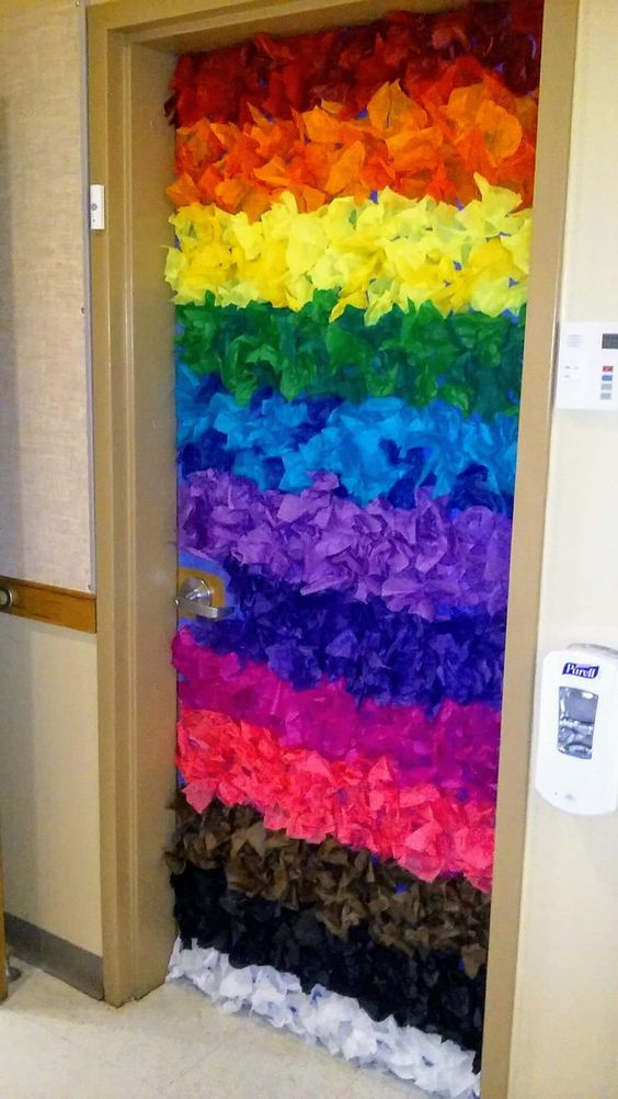 3d paper rainbow classroom door