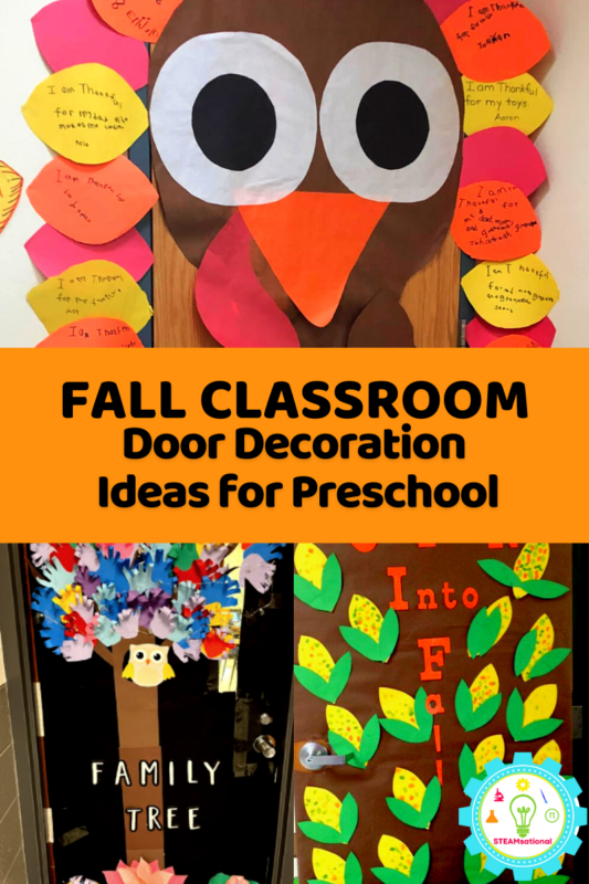 Treat your preschoolers to fun this fall with these fall classroom door design ideas for the preschool classroom!