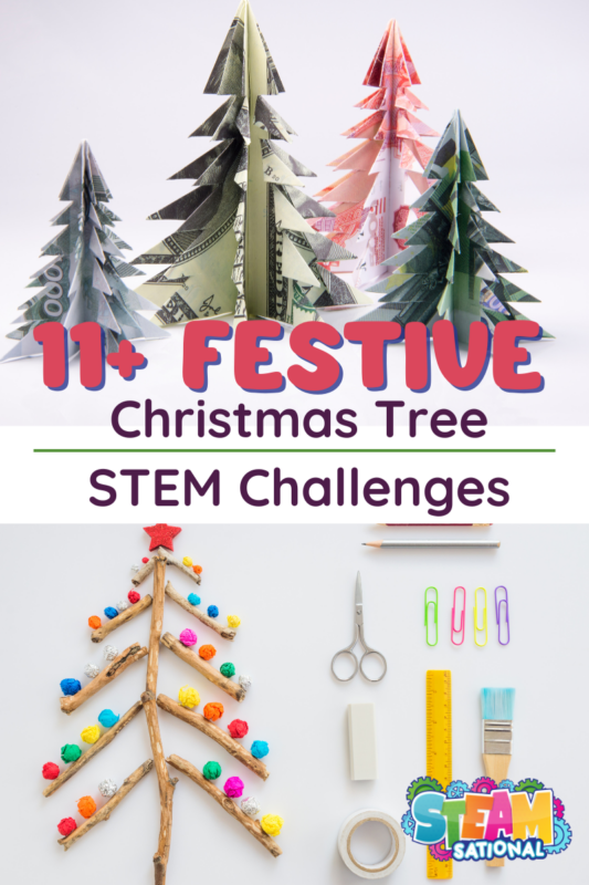 These Christmas tree STEM activities are a fun hands-on way to learn about evergreen trees. 