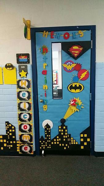 superhero signals classroom door