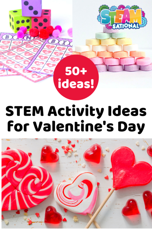 50 fun Valentine's Day STEM activities! Valentines STEM activities for kids in preschool through middle school. Hands-on Valentine science!