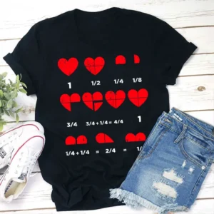 heart fraction math teacher shirt