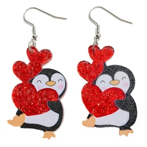 heart penguin earrings for teachers