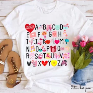 valentine alphabet teacher shirt