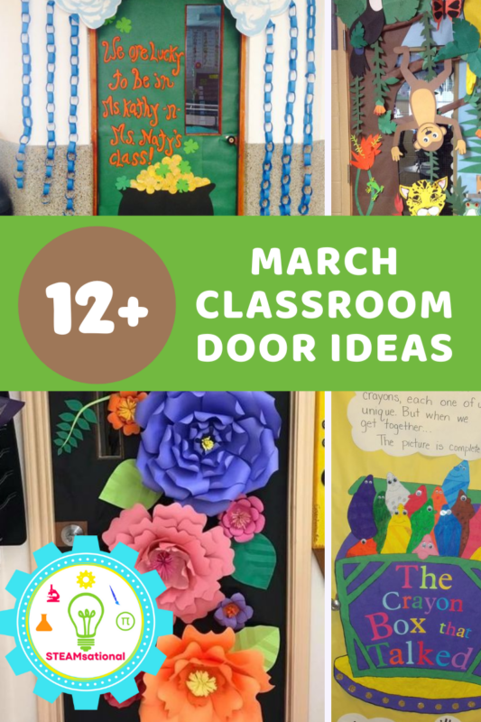 12+ beautiful and easy March themed classroom doors! Revitalize your classroom with these March classroom door decorations.