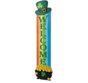 st patricks day pot of gold rainbow welcome sign