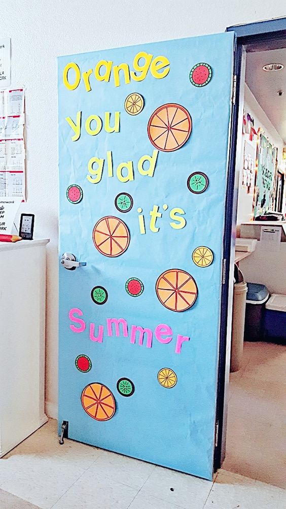 orange summer classroom door 1