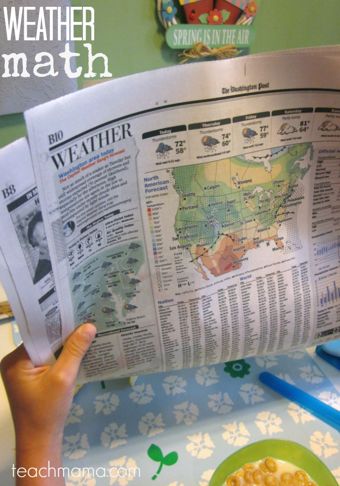 weather math newspaper for math learning teachmama.com 1