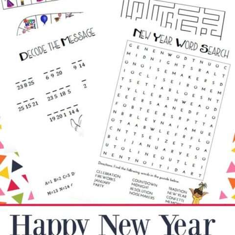 Image for New Year's Games and Puzzles for Kids Printables Packet