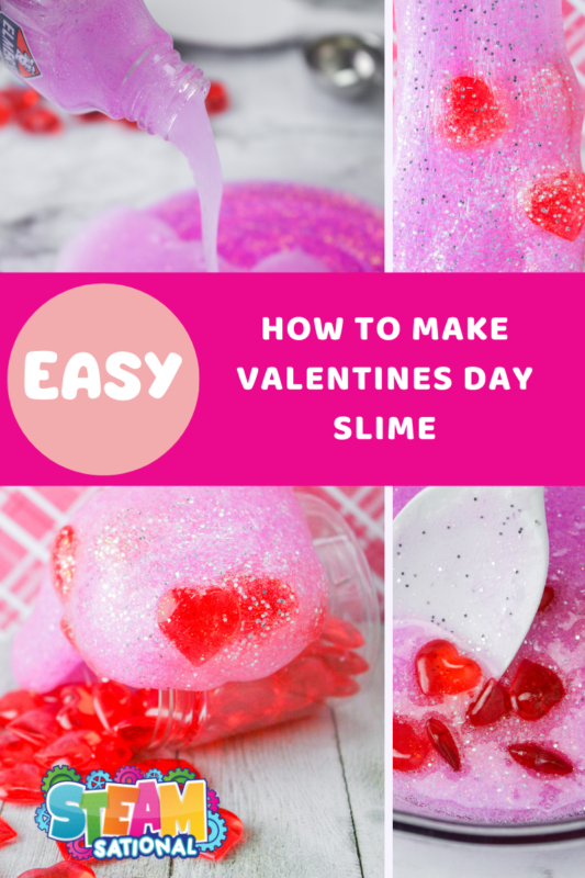 Forget boring science  lessons today, make STEM and science fun with this love potion themed valentine slime recipe!