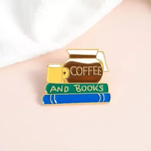 coffee and books teacher pin