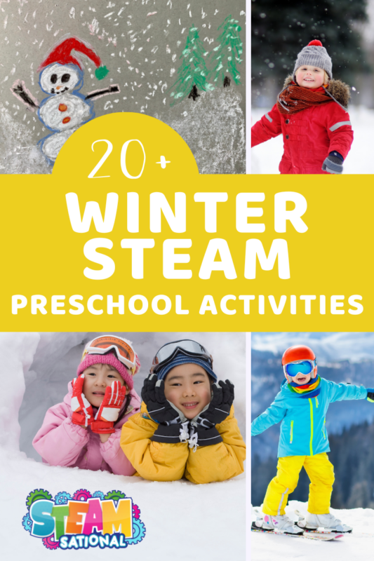20+ blustery winter STEM activities for preschoolers! These preschool winter STEM activity ideas are tons of fun for kids 3-5.