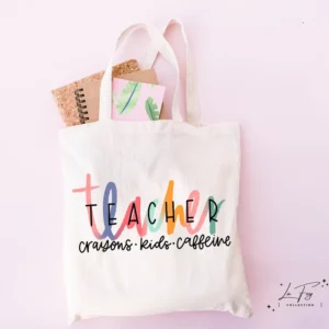 teacher crayons kids caffeine teacher tote