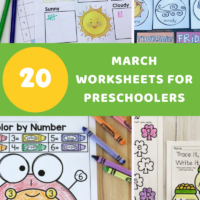 20+ FREE March worksheets for preschoolers! These math and literacy printables for preschool include all March themes for preschoolers.