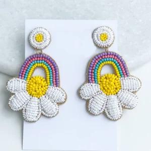 rainbow flower earrings