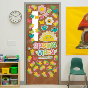 spring vibes classroom door decorating kit